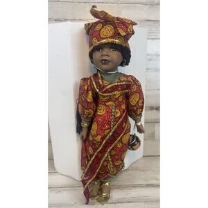 NIB Vtg. Design Toscano Ayana Beautiful Flower Porcelain Doll Ltd Ed w Stand COA